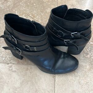 Josef Seibel Black Ankle Boots with Buckle Detail